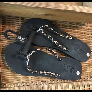 Animal print flip flops